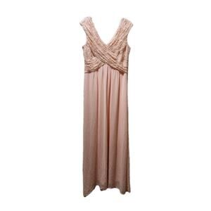 Sangria Women's 14 Light Pink Lace Sequins Maxi Sleeveless Lined Spring Summer